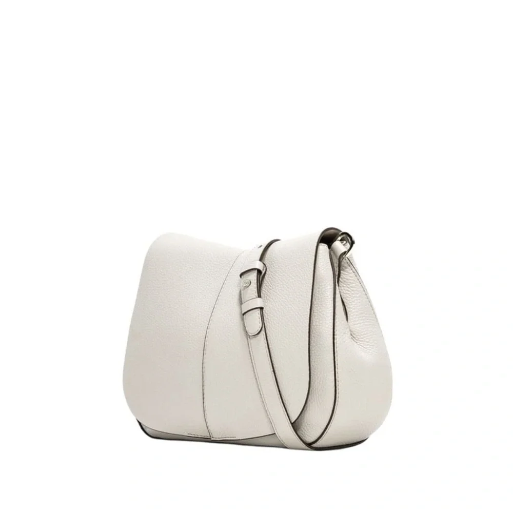 Gianni Chiarini Italian Leather White Saddle Crossbody Bag Suede Lined EUC